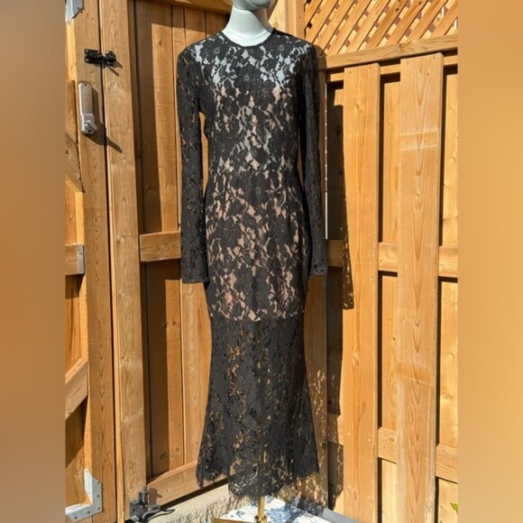🆕 BRONX & BANCO 🧿 NWOT Colette Noir Black Lace Gown, Sz L US 8 - Picture 10 of 15